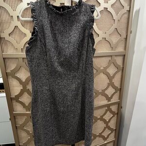 LOFT Charcoal Ruffle Trim Mini Dress